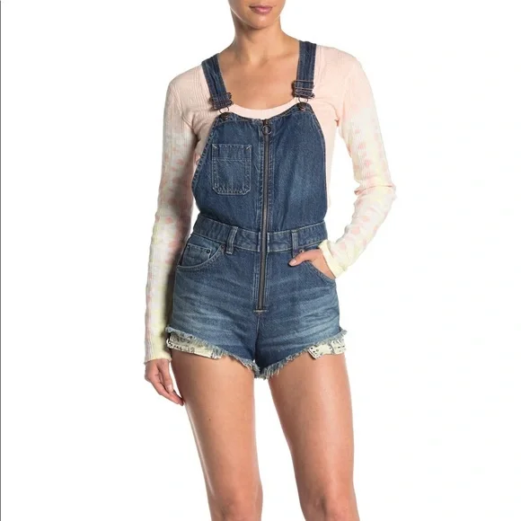 Free People Sunkissed Denim Short Overal - Picture 1 of 2